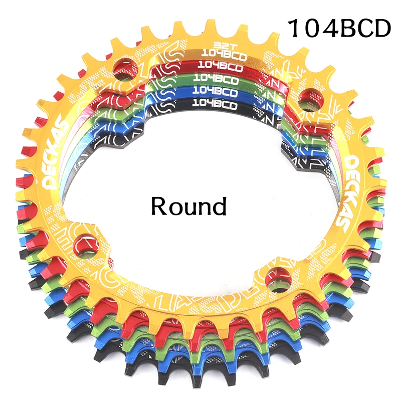 

DECKAS Round positive and negative tooth plate Round Narrow Wide Mountain Bike 104 BCD 32T 34T 36T 38T bicycle parts bmx parts