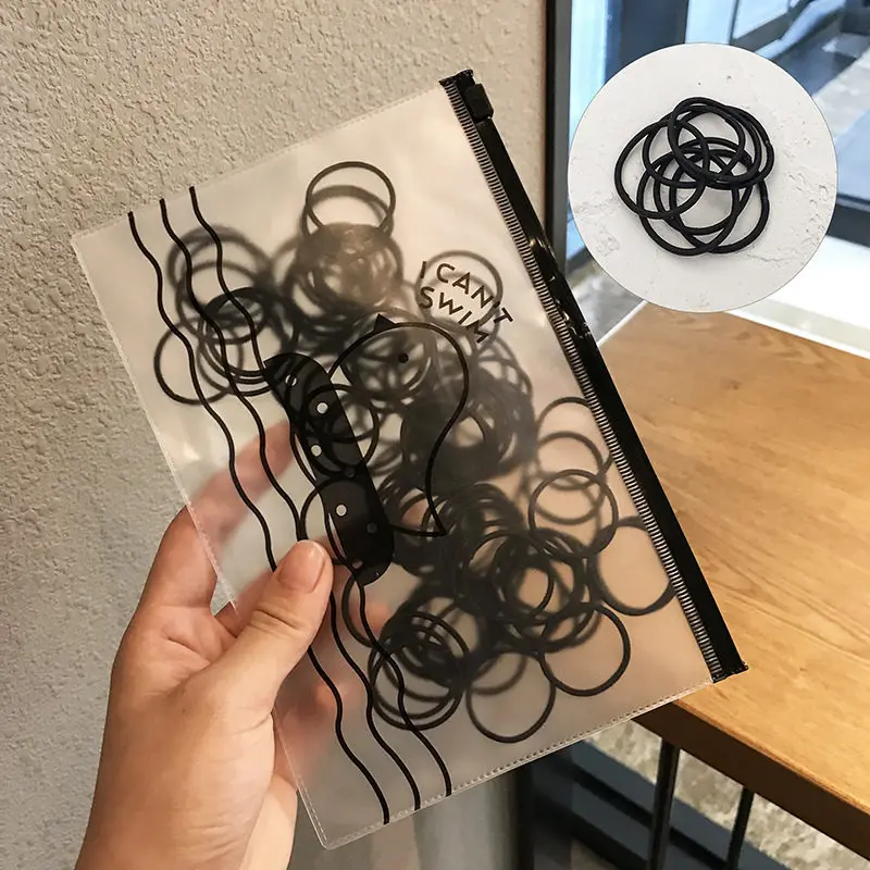 small black Ruoshui, 100 шт., нейлоновые резинки для волос для девушек, резинки для женщин, держатель для конского хвоста, резинки для волос, резинки для волос, аксессуары для волос, веревка, резинка, тиара - Цвет: small black