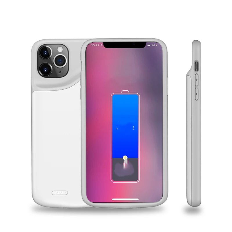 Тонкий жидкий Силиконовый противоударный чехол для батареи для iPhone 11 Pro Max power Bank чехол с зажимом для задней крышки зарядного устройства