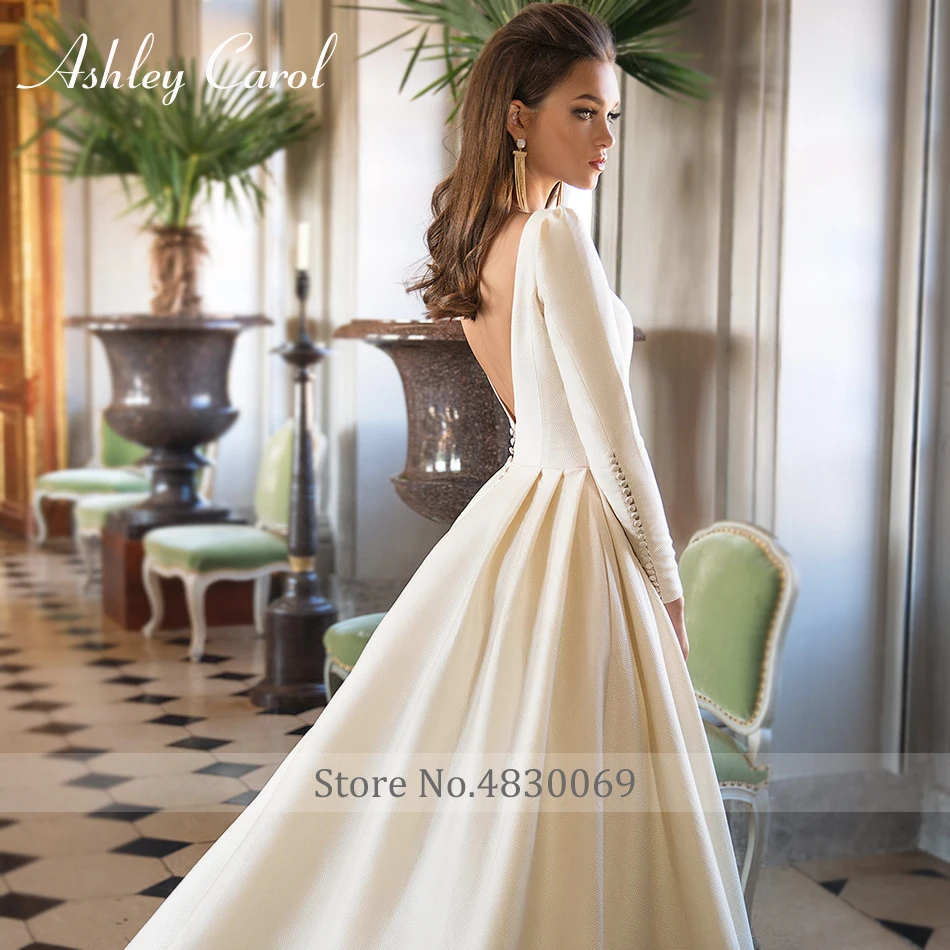 Свадебное атласное платье с длинным рукавом Ashley Carol 2020 Vestido De Noiva сексуальное