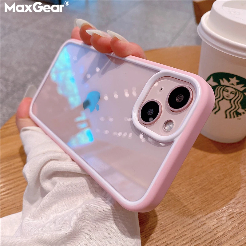 Luxury Clear Colorful Soft Frame Case For iPhone 13 12 11 Mini Pro Max X XR XS Max 7 8 Plus Rugged Shockprood Armor Hybrid Cover