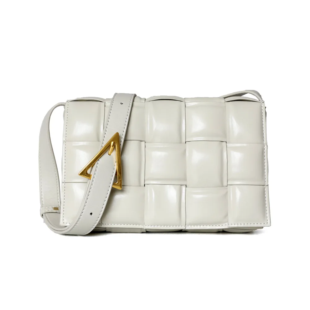Large White Кожаные роскошные сумки, женские сумки, дизайнерская квадратная сумка в клетку, кожаные сумки через плечо для женщин - Цвет: Large White