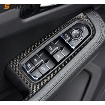 

4 PCS Carbon Fiber Car Window Button Panel Decorative Sticker for Porsche Macan