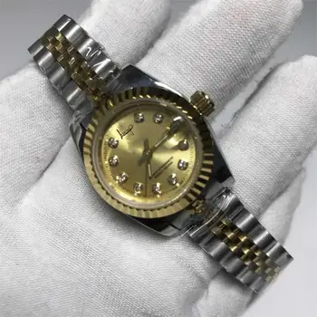 

18K Gold dial women watch 28mm automatic mechanical sweeping movement luxury brand ladies Watches date-just free delivery
