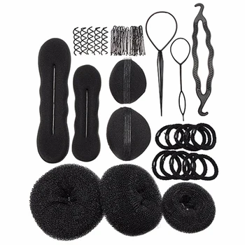 

Professional 9 In 1 Pro Hair Bun Clip Maker Pads Hairpins Roller Braid Twist Sponge Styling Accessories Tools Kit Set