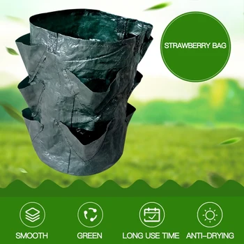 

3 Gallons Strawberry Planting Growing Bag Multi-Mouth Container Bags Grow Planter Pouch Root Bonsai Plant Pot Garden Supplies