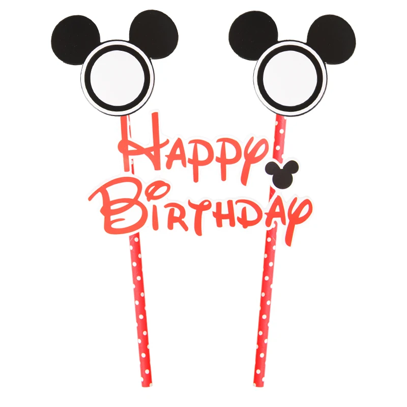 1 комплект Минни Маус кекс Toppers мультфильм флажки для торта с бумажной соломинкой для свадьбы День рождения приборы для декорации выпечки - Цвет: Red Mickey