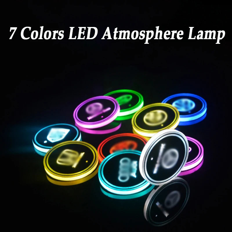 2 шт. светодиодный светильник с логотипом автомобиля s для Audi BMW Ford Toyota Honda 7 цветов