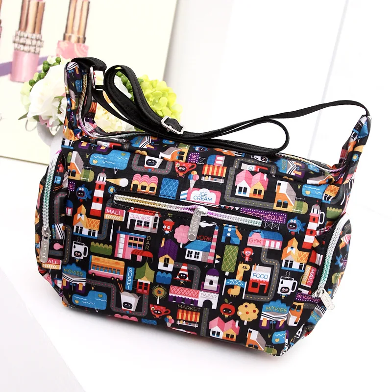 

Floral Country Style Shoulder Bag Fashion Casual Flower Print Outdoor Nylon Waterproof Oxford Bag Messenger Bag
