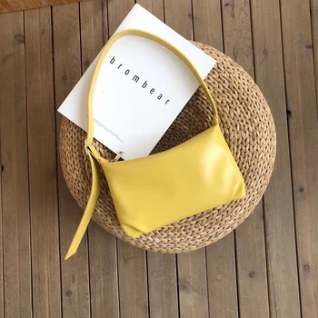 

2020 New Women Small Zipper Handbags Korean Baguette Bags PU Leather Soft Designer Female Thin Bag Simple Ladies Shoulder Bag