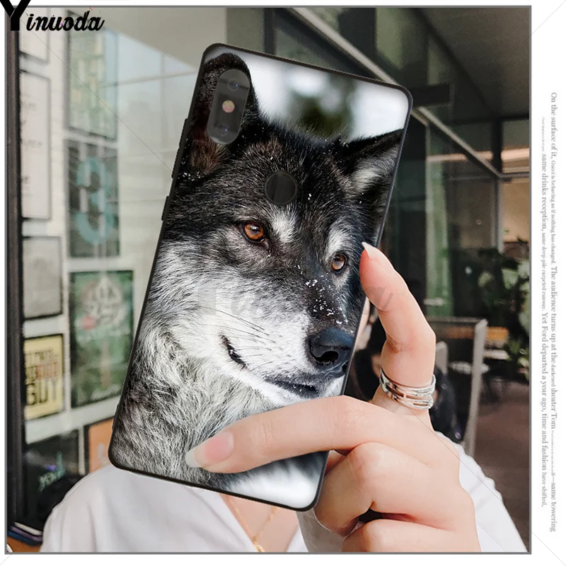 Yinuoda животный вой белый Снежный волк черный мягкий силиконовый чехол для телефона Xiao mi Red mi 5 5Plus 7 K20 Note5 6A mi 6 mi x2 mi x2S