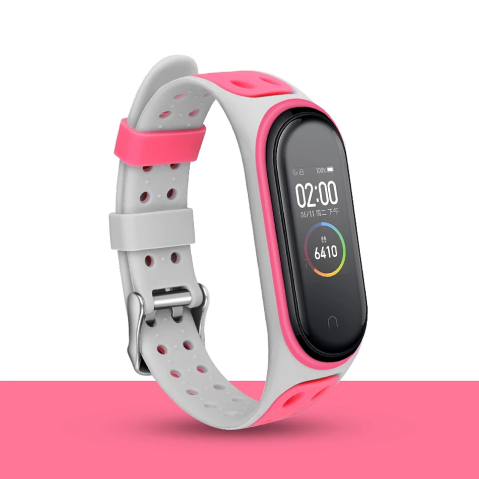 Для Xiaomi mi Band 4 спортивные часы на ремешке силиконовый браслет для mi Band 3/4 браслет Smart mi band 4 NFC ремешок Карлос Корреа аксессуары - Цвет: Style2 Rose Gray