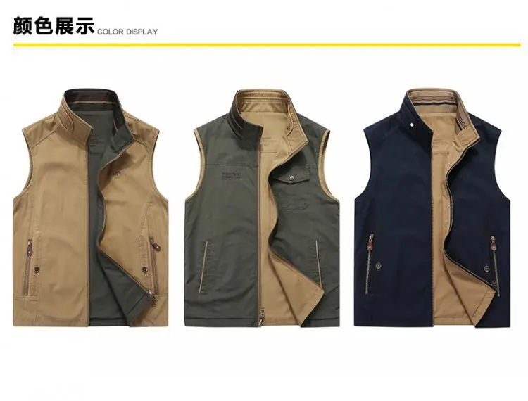 8528 Spring And Autumn Men Waistcoat Double-sided Wear Season Thin Waistcoat Casual Middle Aged And Elderly People Daddy Clothes