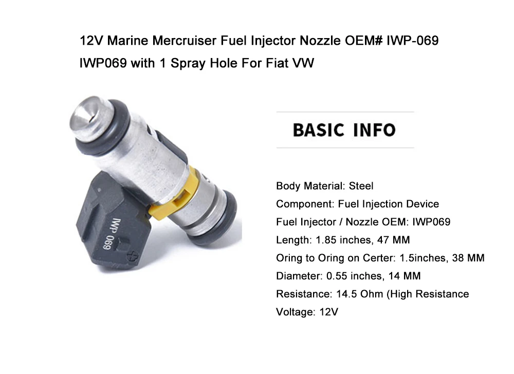 12 в морской Mercruiser топливный инжектор сопла OEM# IWP-069 IWP069 с 1 распылителем отверстие для Fiat VW