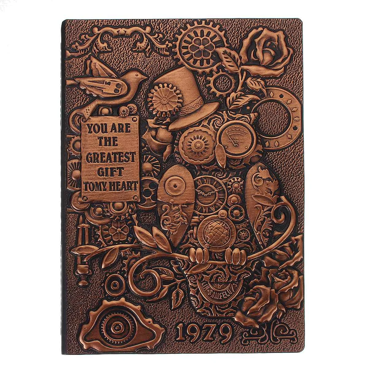 red Bronze 4 цвета блокнот A5 винтажный 3D тисненый дневник путешественника Блокнот Журнал кожаный ПОДАРОК Книга Библия ручной работы - Цвет: red Bronze