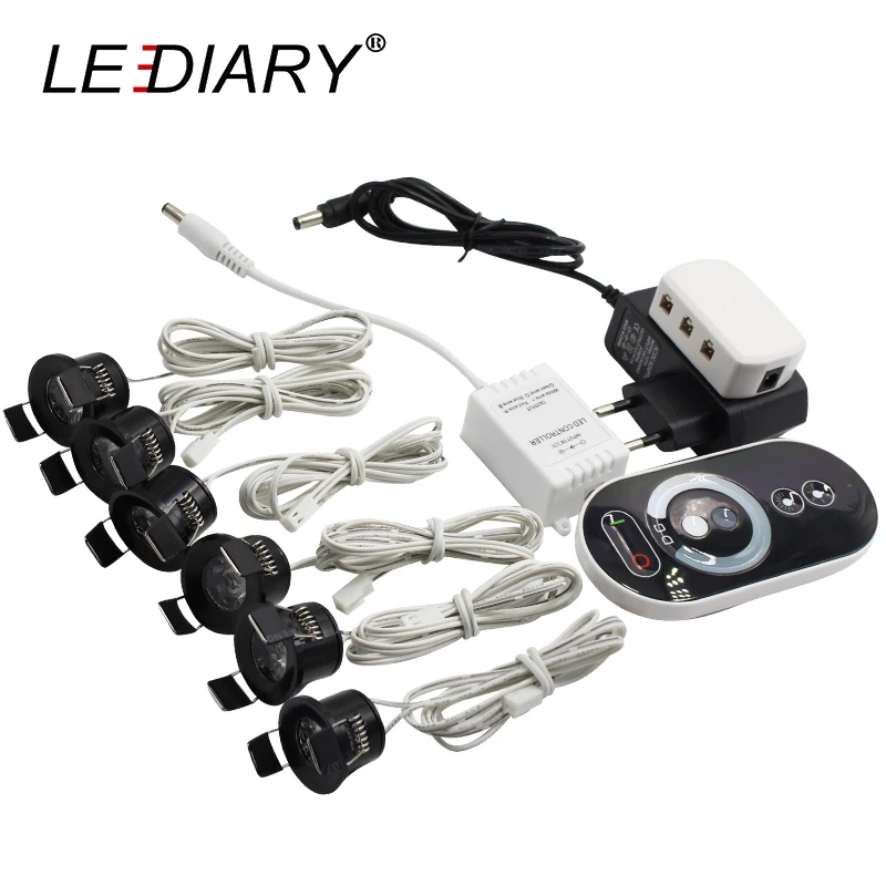 Comprar LEDIARY Black Mini Spot LED Remote Dimmable downlight 1,5 W 27mm agujero de corte 110 220V techo empotrado montado accesorios de iluminación