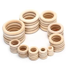 Anneaux de dentition en bois 5/10/20/50 pièces, perles boisées naturelles, fabrication de bijoux artisanaux, 10 tailles 