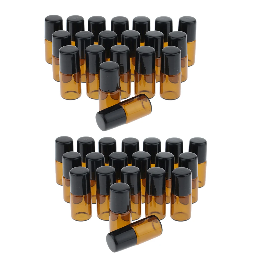 

40 Pieces, Mini Empty Essential Oil Roller Ball Bottles Jars, Refillable Glass Perfume Roller Vials Containers