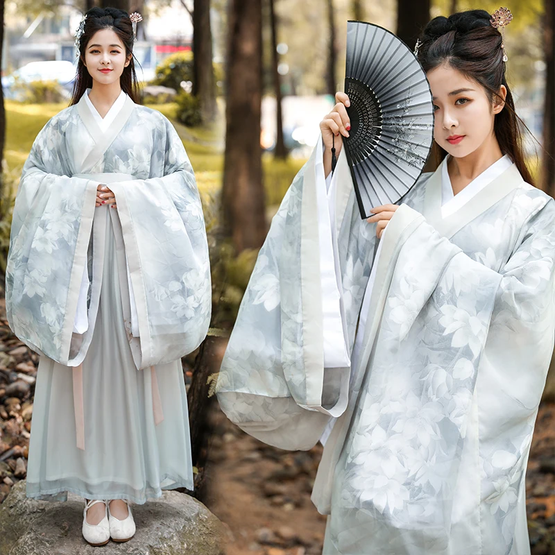 

Новинка, Женская традиционная одежда старой династии Вэй Цзинь, Элегантные классические танцевальные сценические костюмы, китайская ханьфу