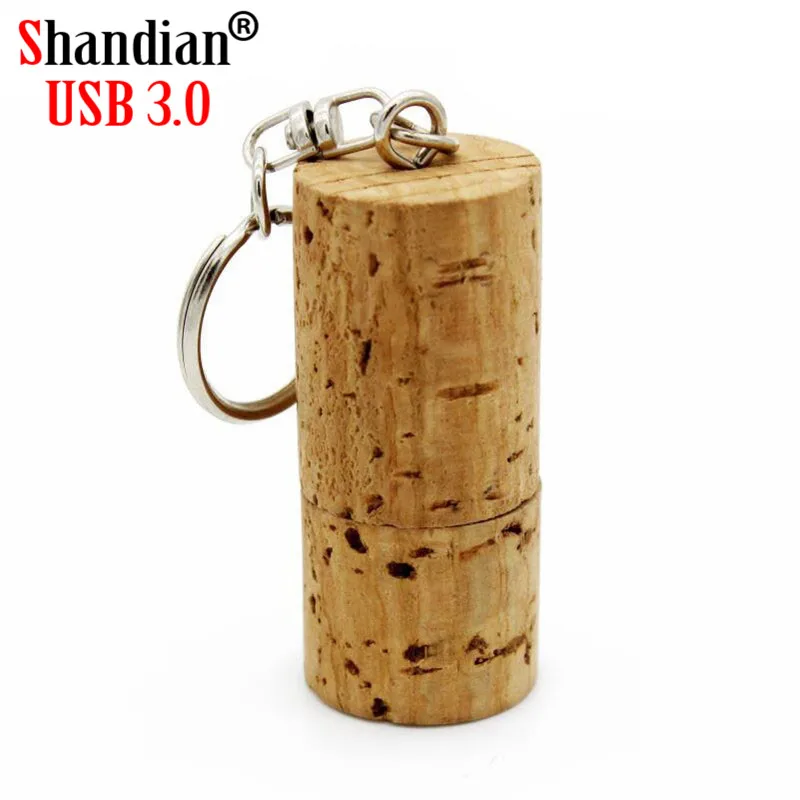 SHANDIAN USB 3,0 деревянный пробковый USB флеш-накопитель деревянная пробка для бутылки Флешка 4G 8GB 16GB 32GB 64GB с логотипом брелка на заказ