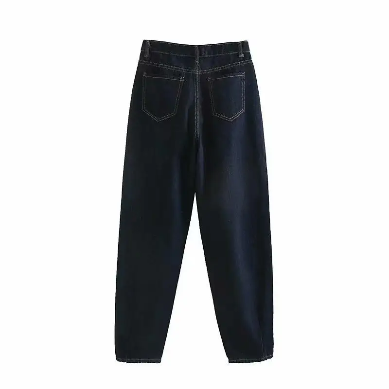 9 цветов, модные однотонные свободные джинсы для женщин, с карманами, на молнии, джинсовые штаны, высокая уличная мода, повседневные длинные прямые брюки