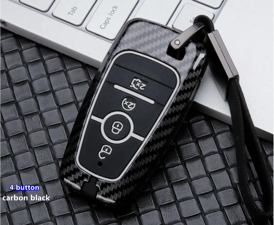 4 button carbonblack Автомобильный чехол для ключей, держатель для Ford Mondeo Fusion F150 Mustang Explorer Edge Ecosport F-150, аксессуары для F-250 - Название цвета: 4 button carbonblack