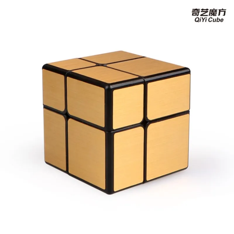 Golden Qiyi волшебный кубик зеркало 2x2 куб карманные игрушки головоломка Золотой/Серебряный выделитель наклейки Развивающие игрушки для детей и взрослых - Цвет: Golden