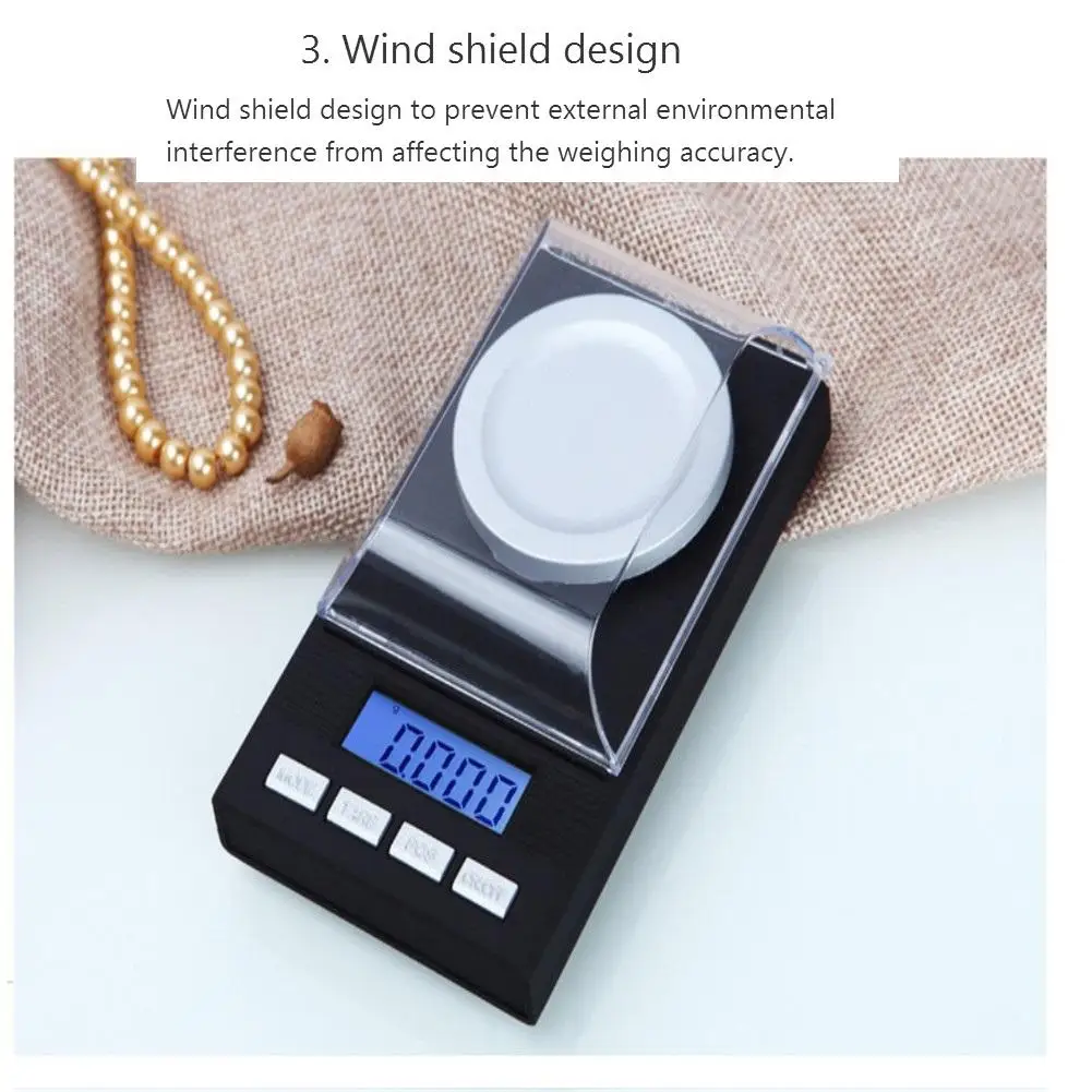Digital Pocket Scale Mini Jewelry Scale 10g 20g 50g 100g*0.001 High Precision Diamond Gem Weight Balance