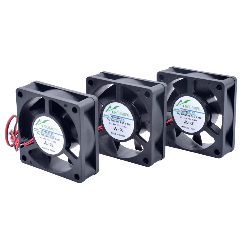 Cooling Fan 60mm 60x60x20mm DC5V 12V 24V 2pin for Chassis Power Supply