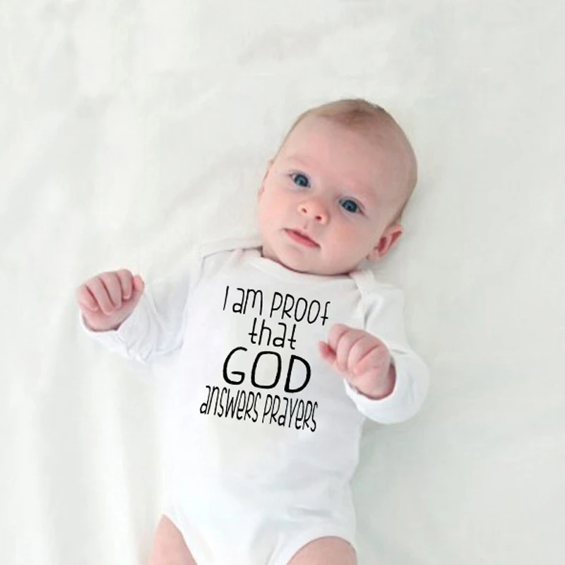 Боди для новорожденных с надписью «I Am Proof That God Answers»; хлопковый комбинезон с длинными рукавами для маленьких девочек и мальчиков; комбинезоны; одежда