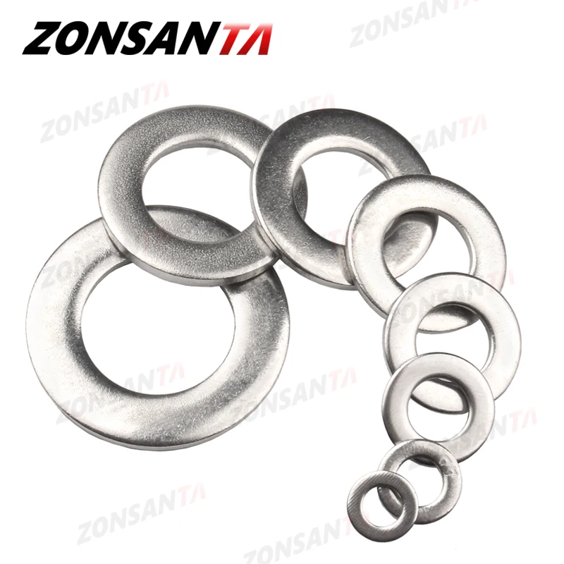 ZONSANTA плоская шайба M2 5 M3 M4 M5 M6 M8 M10 M12 M14 M16 304 шайбы из нержавеющей стали|Мойки| |