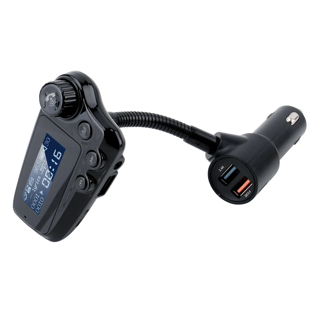 BORUiT 1,8 дюймов Автомобильный Mp3 U диск/TF карта музыкальный плеер Bluetooth ресивер FM-передатчик QC3.0 адаптер для быстрого автомобильного Зарядное устройство Hands-Free