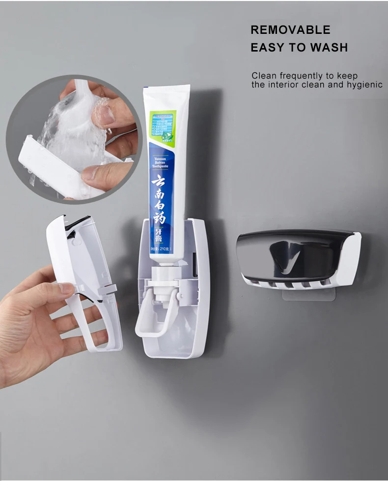 Toothpaste Dispenser Automatic Wall Mount Dust-proof Toothbrush