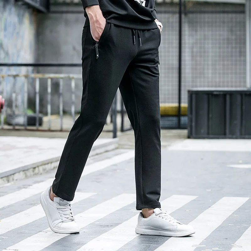 

Autumn New Style Straight-Cut Elastic Athletic Pants Youth Sweatpants Men's Loose-Fit Long Pants Large Size Solid Color Casual P