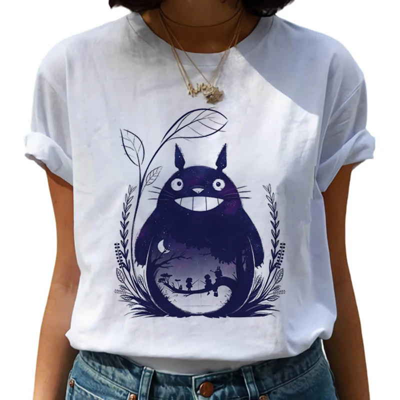 Мужская футболка с принтом Тоторо мийязаки Хаяо Harajuku футболка женская Ullzang Studio Ghibli забавная футболка Kawaii футболка "Аниме" 90s футболки с графическим изображением Женская - Цвет: 8834