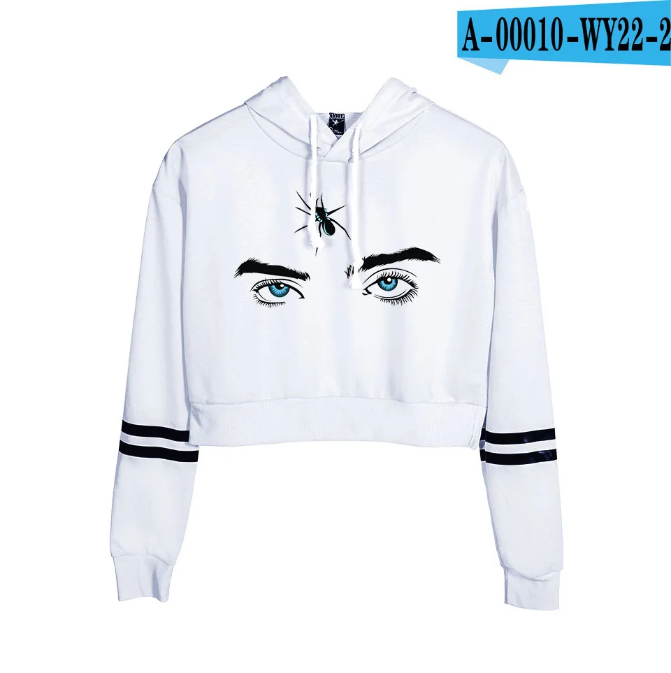 A00010-2 Горячая Мода Печать Billie Eilish толстовки с капюшоном модный тренд укороченный топ рубашка Женская Толстовка Harajuku сексуальная одежда - Цвет: A00010-2
