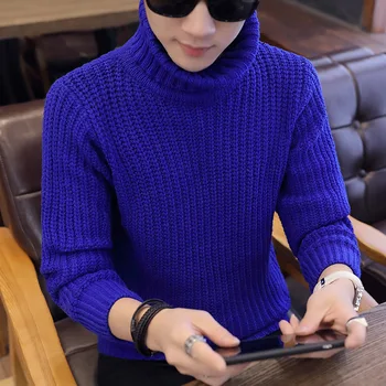 

Sweater Blue Men White Black New Long Sleeve Sleek Winter Casual Turtleneck Pullovers Warm Sweater