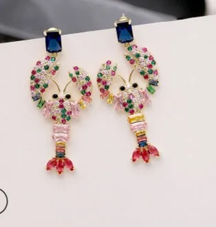 

2pairs/lots chaming crystal diamond wddding birde lady's lobster earings up-market 34.8