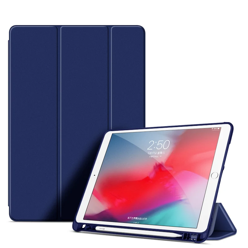 Чехол для iPad 9,7 со слотом для ручки, умный чехол для iPad 5/6/Air 2/Air, чехол 5th 6th, чехол с функцией автоматического сна/пробуждения - Цвет: Dark Blue