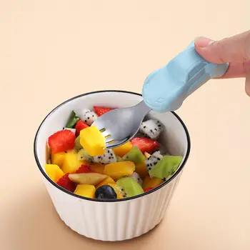 

1pcs Children Spoon Portable Kids Stainless Steel Fork Safety Baby Feeding Spoon Eating Training Spork Infant Tableware