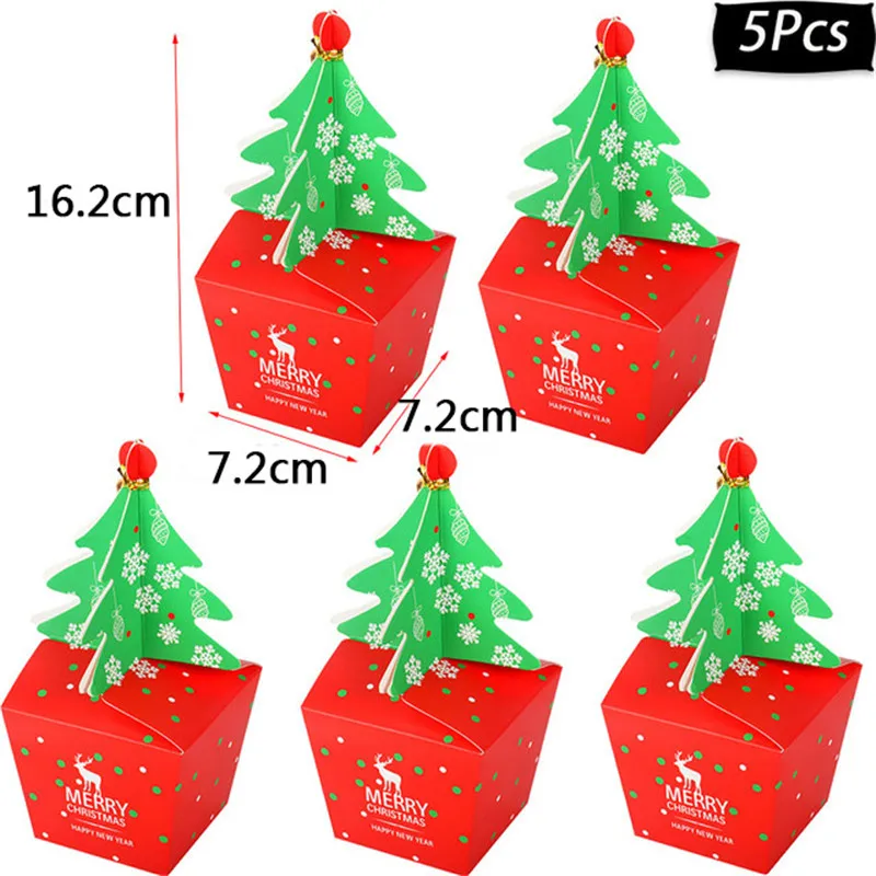 5pcs candy box A Рождественская Подарочная коробка Санта Клаус Рождественская елка украшения шар новогодний Navidad рождественские кухонные украшения для дома Kerst Noel - Цвет: 5pcs candy box A