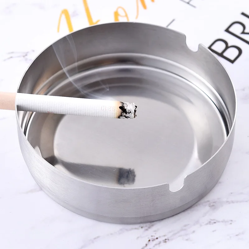 Stainless Steel Thick Round Ashtray Hotel Internet Cafe Office KTV Creative Ashtray Restaurant Trays