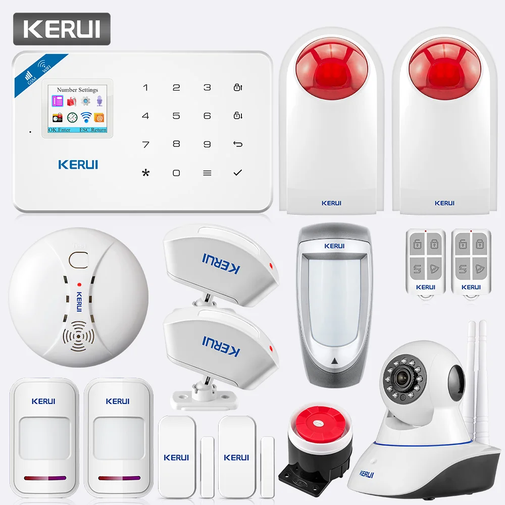 KERUI W18 TFT экран wifi GSM домашняя охранная сигнализация PIR детектор движения приложение контроль сигнализации комплект