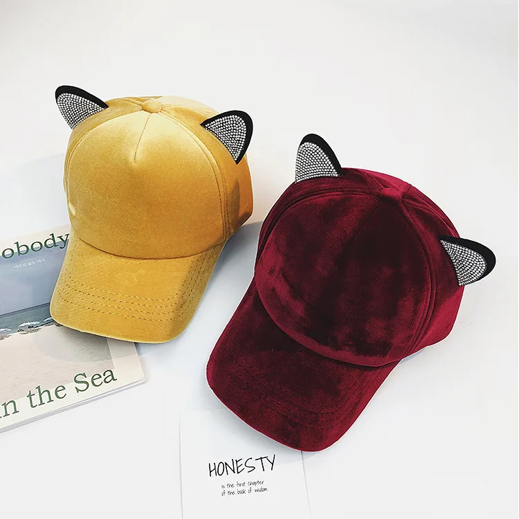 Lovely Hat Girl Cat Ear Baseball Cap Sweet Autumn Winter Hat for Women