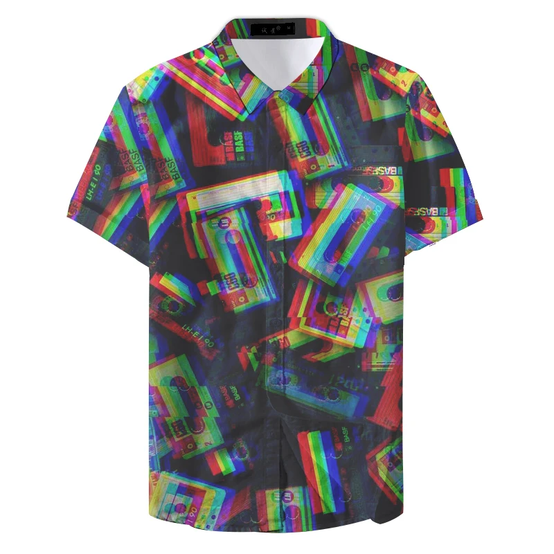 Летняя повседневная мужская рубашка размера плюс с геометрическими буквами - Цвет: Style4