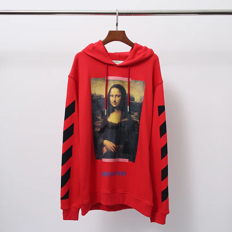 19SS OFF-WHITE OW Mona Lisa толстовка мужская пара махровое Худи супер Высококачественная Толстовка