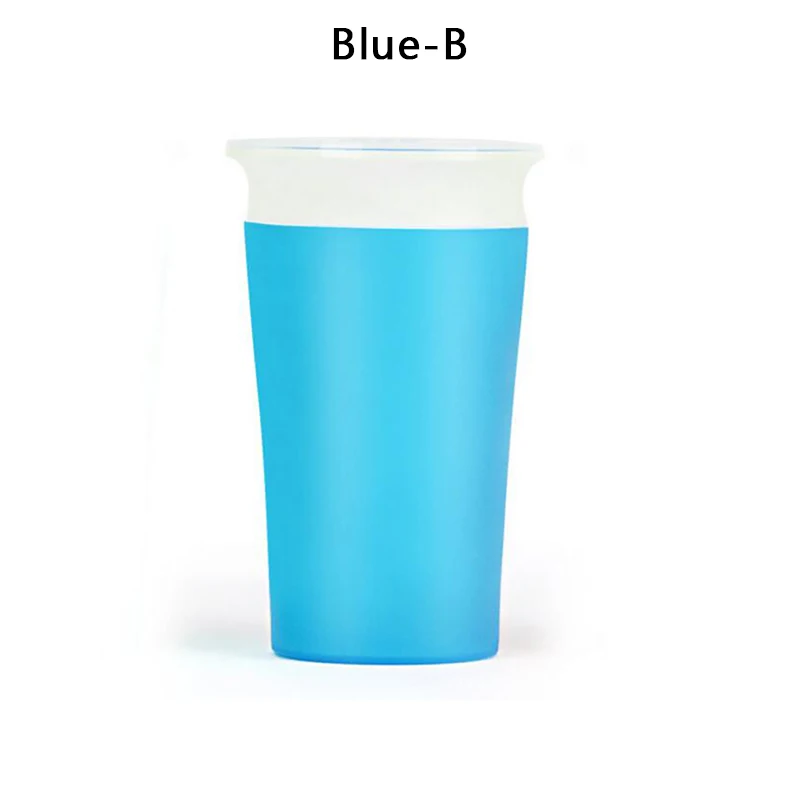 Blue-B 1 шт., пластиковая чашка для тренировок для малышей, 260 мл, питьевая защита от разлива, защита от жевания, 360 градусов, Сиппи, чудо для малышей, новинка - Цвет: Blue-B