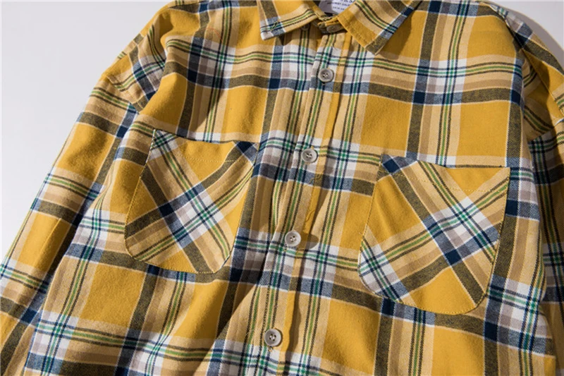 High Street мужская клетчатая рубашка Arc Hem мужские рубашки с длинным рукавом Chemise Homme harujku Японская уличная одежда мужская одежда