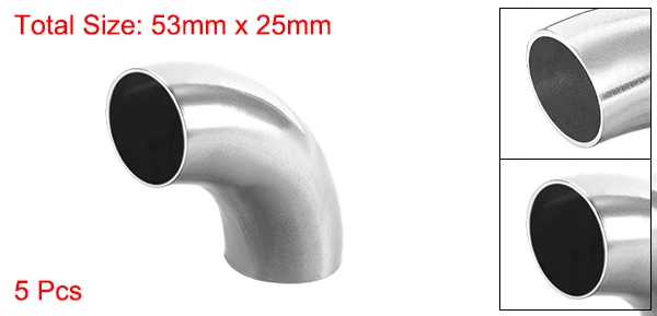 53x25x1mm Uxcell 5 шт. длинный радиус 90 градусов фитинг трубы ЛОКОТЬ стыковой сварки 5/8 дюйма-1-1/2 дюйма OD 1 мм-1,5 мм толщиной нержавеющая сталь 304 - Цвет: 53x25x1mm