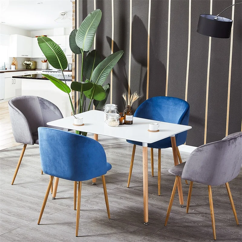 Dining Table Modern Rectangle Solid Wooden Legs for Kitchen Dining Room Living Room Balcon- White/Black, 110 x 70 x 73cm afbeelding